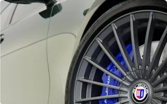 Close-up of a car wheel and tire