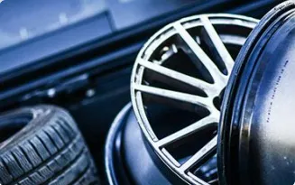 Alloy wheels and tires stacked together